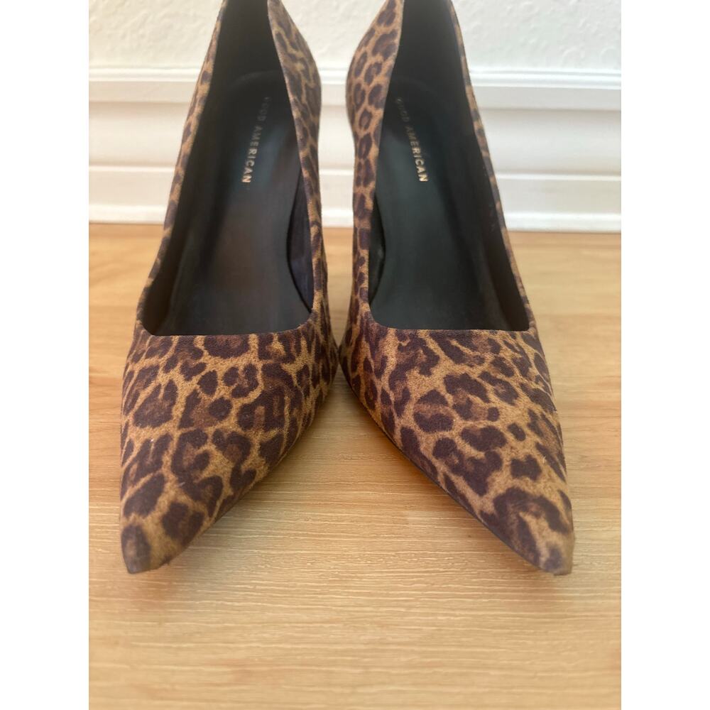 Good American $125 Tan & Brown Leopard Print Pointed Toe Pumps Heel Shoe Sz 9 - Picture 5 of 11